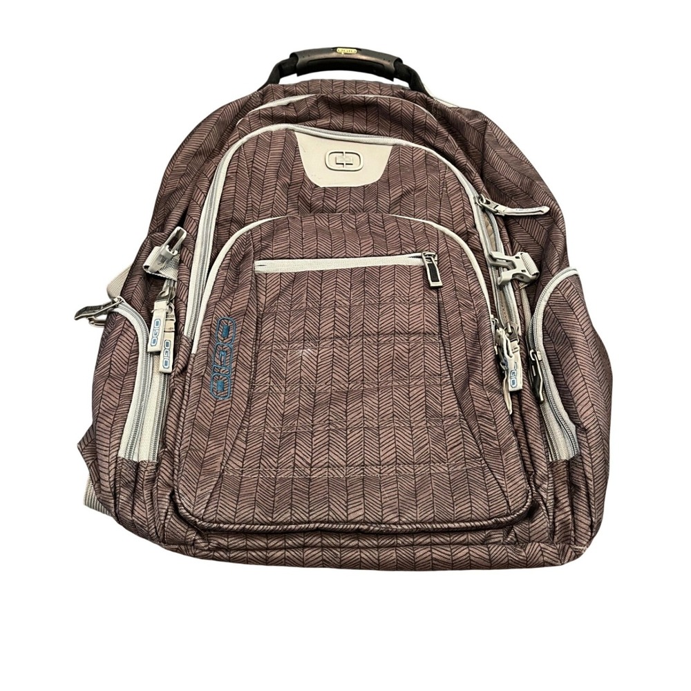 OGIO Backpack Unisex Large Brown Chevron Laptop Protection System Tech Bag